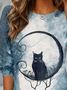 Women's Long Sleeve Tee T-shirt Spring/Fall Cat Jersey Crew Neck Daily Going Out Casual Top