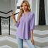 Women's Half Sleeve Shirt Summer Plain V Neck Balloon Sleeve Daily Going Out Casual Top