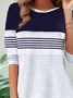 Women's Long Sleeve Tee T-shirt Spring/Fall Striped Jersey Crew Neck Daily Going Out Casual Top