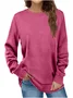 Women's Long Sleeve Tee T-shirt Spring/Fall Plain Knitted Crew Neck Daily Going Out Casual Top