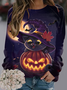 Women's V Neck Halloween Casual Spring/Fall Long Sleeve Sweatshirt