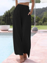 Women's Elastic Waist H-Line Straight Pants Daily Going Out Pants Casual Plain Spring/Fall Pants