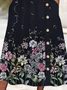 Women's Short Sleeve Summer Floral Buckle Knitted Dress V Neck Daily Going Out Casual Midi H-Line