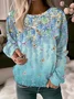 Floral Design Round Neck Casual Sweatshirt