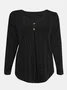 Women's Long Sleeve Blouse Spring/Fall Plain Buckle V Neck Daily Going Out Casual Top