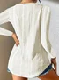 Women's Long Sleeve Blouse Spring/Fall Plain Buckle V Neck Daily Going Out Casual Top