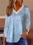 Women's Long Sleeve Tee T-shirt Spring/Fall Floral Lace Jersey V Neck Daily Going Out Casual Top