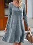 Women's Long Sleeve Spring/Fall Plain Buttoned Jersey Dress Crew Neck Daily Going Out Casual Midi H-Line