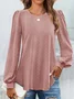 Women's Long Sleeve Tee T-shirt Spring/Fall Plain Lace Lace Crew Neck Daily Going Out Casual Top