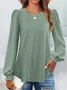 Women's Long Sleeve Tee T-shirt Spring/Fall Plain Lace Lace Crew Neck Daily Going Out Casual Top