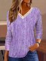 Women's Long Sleeve Tee T-shirt Spring/Fall Floral Lace Jersey V Neck Daily Going Out Casual Top