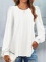 Women's Long Sleeve Tee T-shirt Spring/Fall Plain Lace Lace Crew Neck Daily Going Out Casual Top