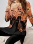 Women's Printing Jersey Halloween Daily Going Out Two Piece Set Long Sleeve Vintage Spring/Fall Top With Pants Matching Set