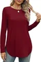 Women's Long Sleeve Tee T-shirt Spring/Fall Plain Crew Neck Daily Going Out Casual Top