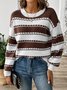 Loose Striped Casual Crew Neck Sweater