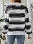 Loose Striped Casual Crew Neck Sweater