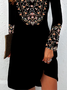 Women's Long Sleeve Spring/Fall Ethnic Jersey Dress Crew Neck Daily Going Out Casual Mini H-Line T-Shirt Dress