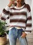 Loose Striped Casual Crew Neck Sweater