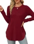 Women's Long Sleeve Tee T-shirt Spring/Fall Plain Crew Neck Daily Going Out Casual Top