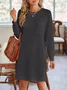 Women's Long Sleeve Summer Plain Dress Crew Neck Daily Going Out Casual Knee Length H-Line