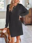 Women's Long Sleeve Summer Plain Dress Crew Neck Daily Going Out Casual Knee Length H-Line