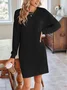 Women's Long Sleeve Summer Plain Dress Crew Neck Daily Going Out Casual Knee Length H-Line