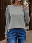 Women's Long Sleeve Blouse Spring/Fall Plain Crew Neck Daily Going Out Casual Top