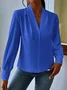 Women's Long Sleeve Blouse Spring/Fall Plain V Neck Daily Going Out Casual Top