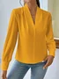 Women's Long Sleeve Blouse Spring/Fall Plain V Neck Daily Going Out Casual Top