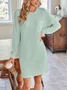 Women's Long Sleeve Summer Plain Dress Crew Neck Daily Going Out Casual Knee Length H-Line