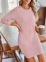 Women's Long Sleeve Summer Plain Dress Crew Neck Daily Going Out Casual Knee Length H-Line