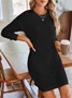 Women's Long Sleeve Summer Plain Dress Crew Neck Daily Going Out Casual Knee Length H-Line