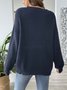 V neck Wool/Knitting Long Sleeve Loose Color Block Casual Sweater