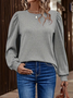 Women's Long Sleeve Blouse Spring/Fall Plain Crew Neck Daily Going Out Casual Top