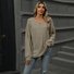 Women's Long Sleeve Tee T-shirt Spring/Fall Plain V Neck Daily Going Out Casual Top