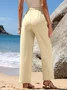 Women's Trousers Elastic Waist Straight Pants Daily Going Out Casual Drawstring Plain Spring/Fall Pants