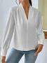 Women's Long Sleeve Blouse Spring/Fall Plain V Neck Daily Going Out Casual Top