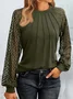 Women's Long Sleeve Tee T-shirt Spring/Fall Plain Panel Lace Crew Neck Daily Going Out Casual Top