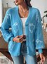 Women's Casual Winter Color Block Wool/Knitting Cardigan