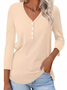 Women's Long Sleeve Tee T-shirt Spring/Fall Plain V Neck Daily Going Out Casual Top