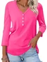 Women's Long Sleeve Tee T-shirt Spring/Fall Plain V Neck Daily Going Out Casual Top