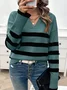 Women's Spring/Fall Striped Casual Long Sleeve Shirt Collar Wool/Knitting Sweater