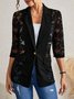 Women's Spring/Fall Outerwear Casual Plain Lace Shawl Jacket