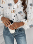 Women's Long Sleeve Blouse Spring/Fall Floral Peplum V Neck Daily Going Out Casual Top