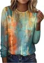 Women's Long Sleeve Tee T-shirt Spring/Fall Floral Knitted Crew Neck Daily Going Out Casual Top