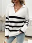 Women's Spring/Fall Striped Casual Long Sleeve Shirt Collar Wool/Knitting Sweater