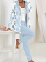 Women's Floral Daily Going Out Two Piece Set Long Sleeve Casual Spring/Fall Coat With Pants Matching Set