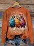 Women's Crew Neck Halloween Printing Vintage Spring/Fall Long Sleeve Sweatshirt