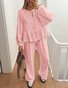 Women's Bow Plain Daily Going Out Two Piece Set Long Sleeve Casual Spring/Fall Top With Pants Matching Set