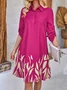 Women's Long Sleeve Spring/Fall Leaf Buckle Dress Shirt Collar Daily Going Out Casual Midi H-Line Shirt Dress